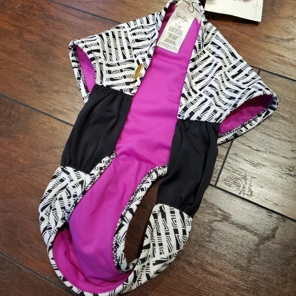 NWT Jessica Simpson Geo Side Shirred swim